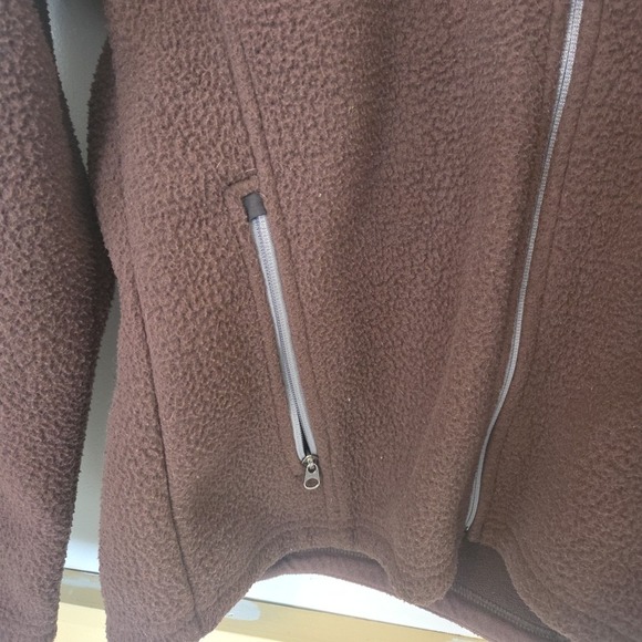 Eddie Bauer Jacket Mens Dark Brown Full Zip Fleece Outdoor Med Weight Pockets - Picture 6 of 9